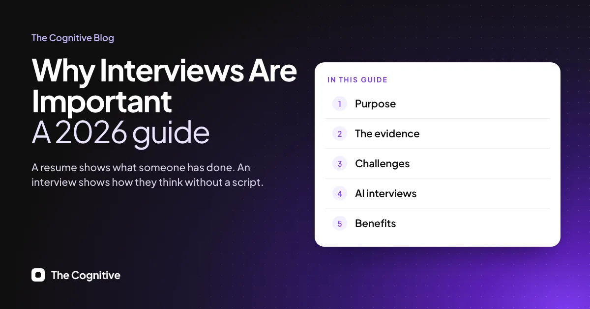 Why Interviews Are Important, a 2026 guide: what an interview shows that a resume cannot, with sections on purpose, the evidence, challenges, AI interviews and benefits